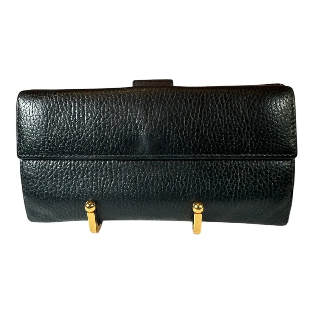 Gucci Vintage Continental Black Leather Wallet with Pebbled Texture - Picture 2 of 14